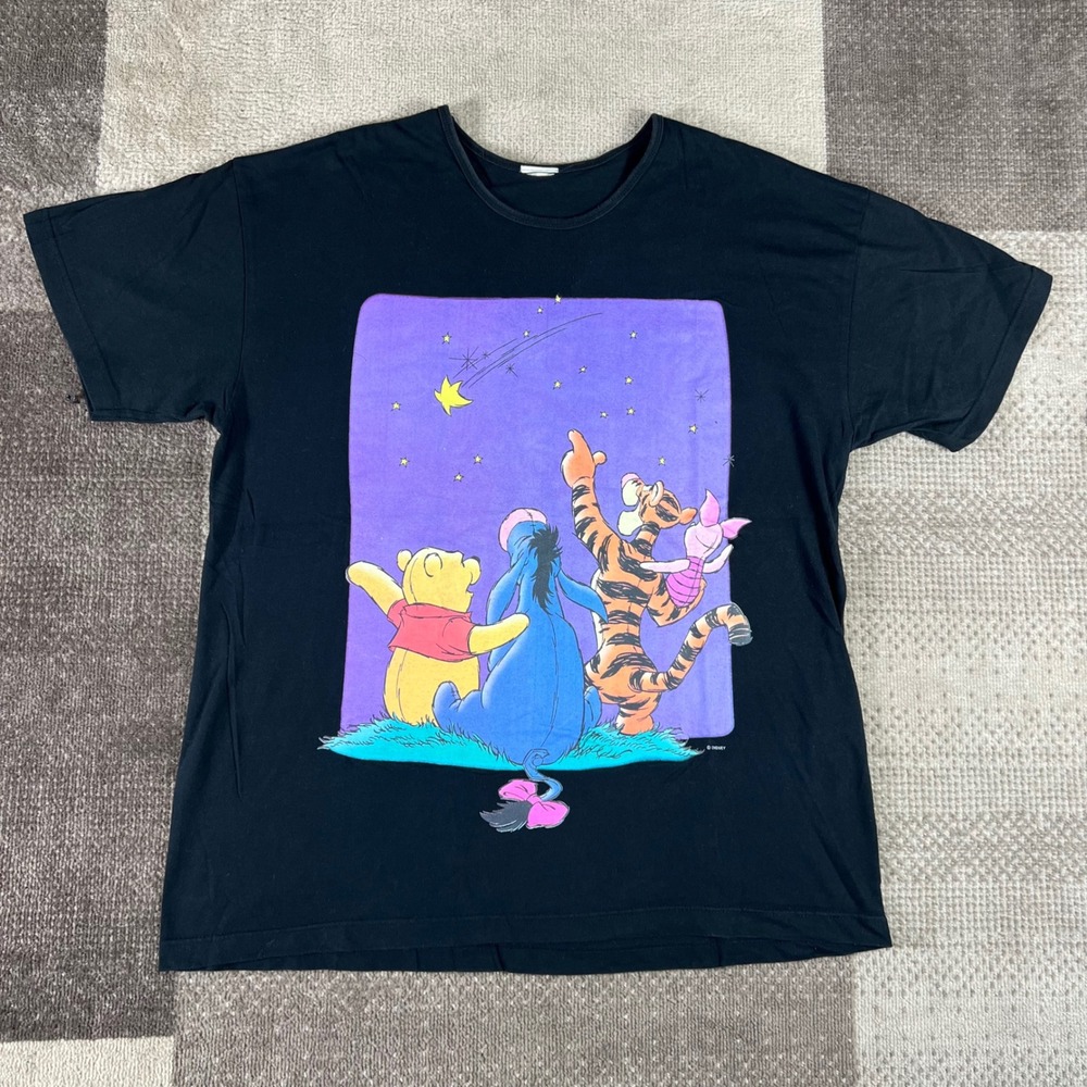 Disney Winnie the Pooh Shooting Stars Black Graphic T Shirt‎ Womens Size 2XL